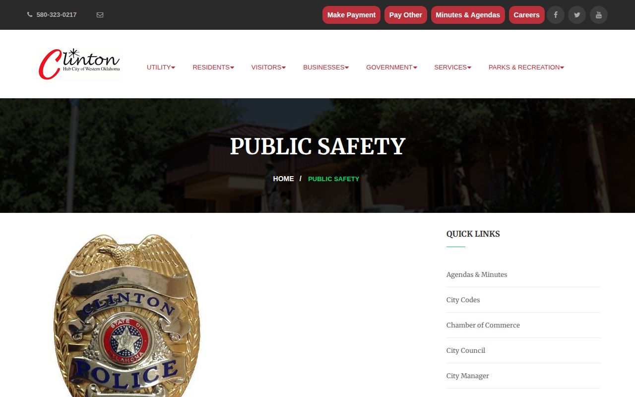 Clinton Public Safety record contact for Custer County booking inquiries
