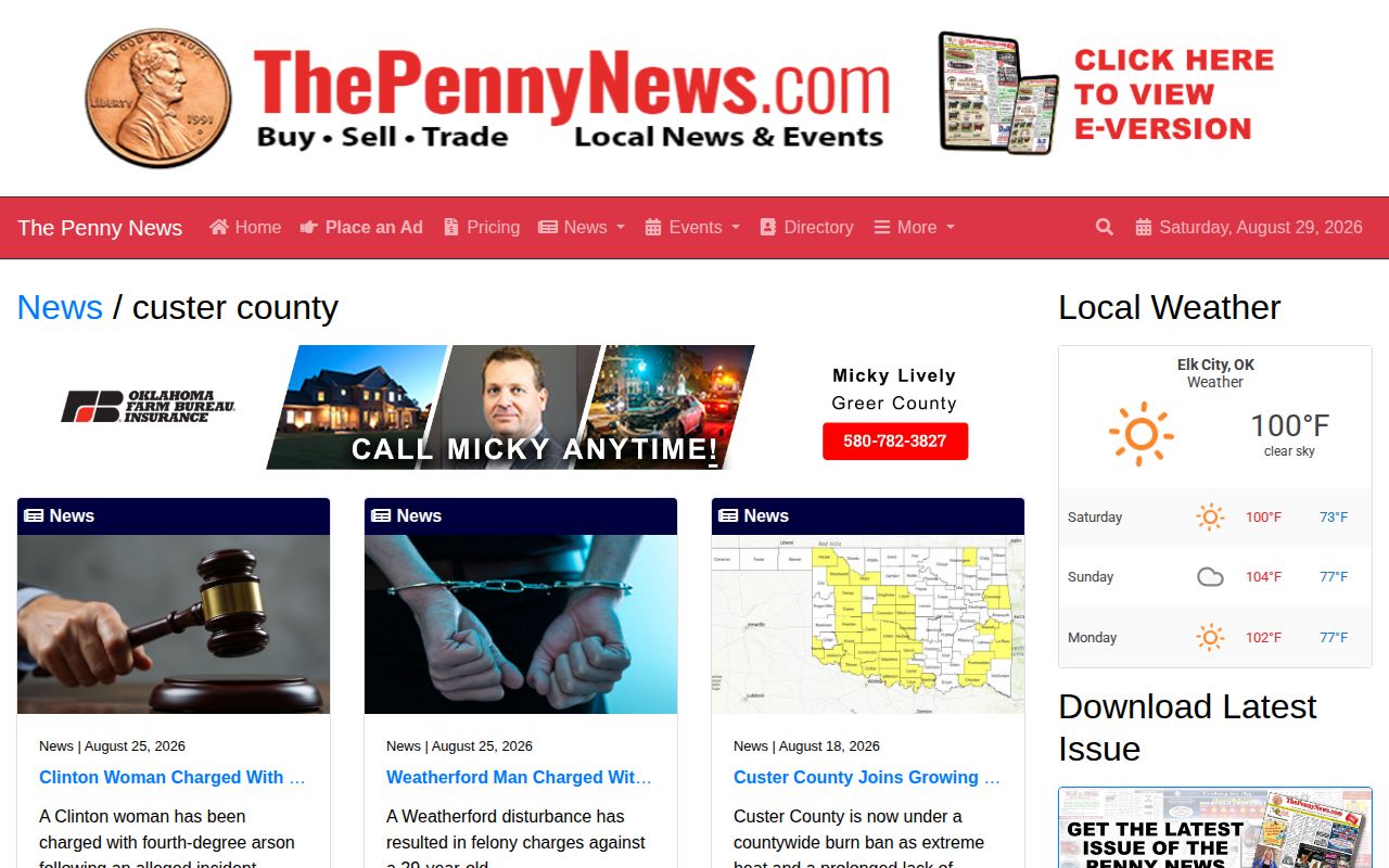 Custer County Penny News local crime and legal news index